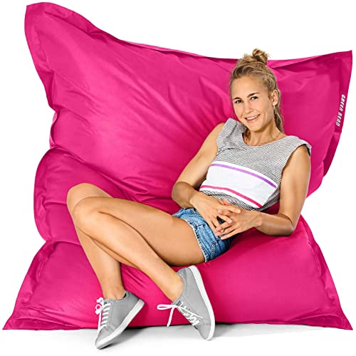 Green Bean© Outdoor Sitzsack XXL 140x180cm 380 Liter Kinder & Erwachsene Bean Bag EPS Perlen Füllung Riesensitzsack Groß Liegekissen Waschbar Wetterfest Lounge Chair Sitzkissen Bodenkissen Pink von Green Bean