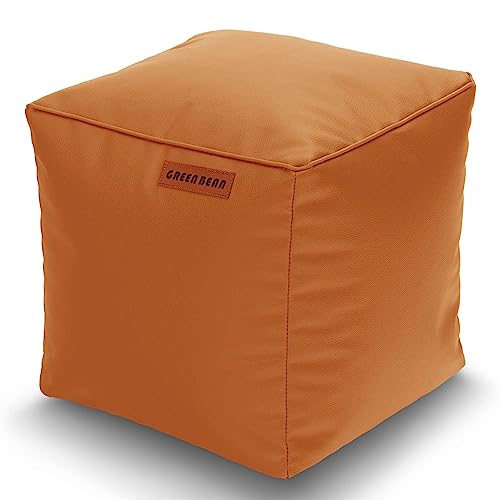 Green Bean© Sitzhocker aus Kunstleder - Pouf mit EPS Perlen Füllung - 40 x 40 cm - perfekte Ergänzung zum Sitzsack - Sitzwürfel Sitzkissen Hocker Fußhocker - Cognac von Green Bean