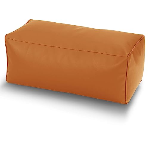 Green Bean© Sitzhocker aus Kunstleder - Pouf mit EPS Perlen Füllung - 70 x 33 x 28cm - perfekte Ergänzung zum Sitzsack - Sitzwürfel Sitzkissen Hocker Fußhocker - Cognac von Green Bean