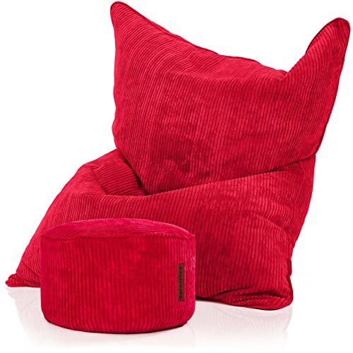 Green Bean Sitzsack + Pouf im Set - XXL Riesensitzsack mit passenden Fußhocker | EPS Füllung Bean Bag Bodenkissen Liegekissen Sitzkissen Indoor Drinnen Waschbar c von Green Bean