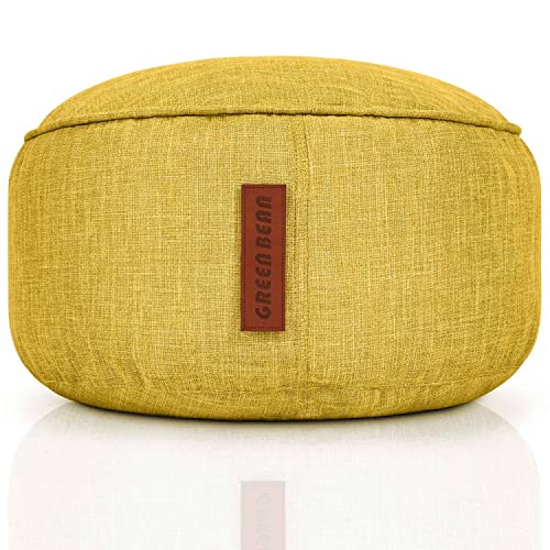 Green Bean© Sitzsack-Hocker 45x25cm mit EPS-Perlen Füllung - Fußhocker Fußkissen Sitz-Pouf für Sitzsäcke - Bodenkissen für Kinder und Erwachsene - Fußablage Sitzkissen Sitzhocker Gelb von Green Bean