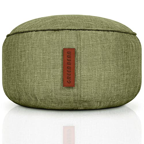 Green Bean© Sitzsack-Hocker 45x25cm mit EPS-Perlen Füllung - Fußhocker Fußkissen Sitz-Pouf für Sitzsäcke - Bodenkissen für Kinder und Erwachsene - Fußablage Sitzkissen Sitzhocker Grün von Green Bean