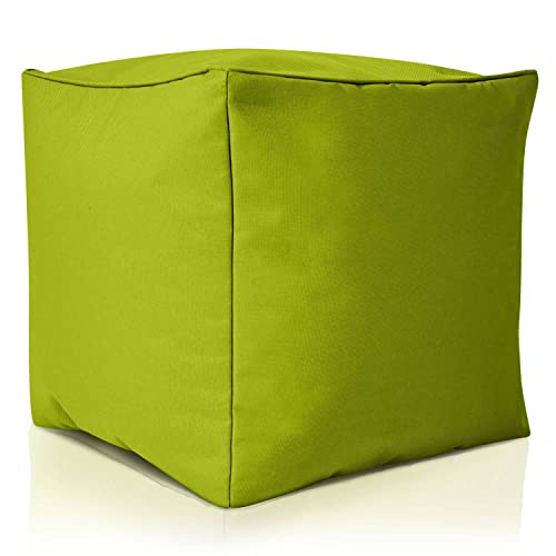 Green Bean© Sitzsack-Hocker 40x40x40cm mit EPS-Perlen Füllung - Fußhocker Fußkissen Sitz-Pouf für Sitzsäcke - Bodenkissen für Kinder und Erwachsene - Fußablage Sitzkissen Sitzhocker Grün von Green Bean