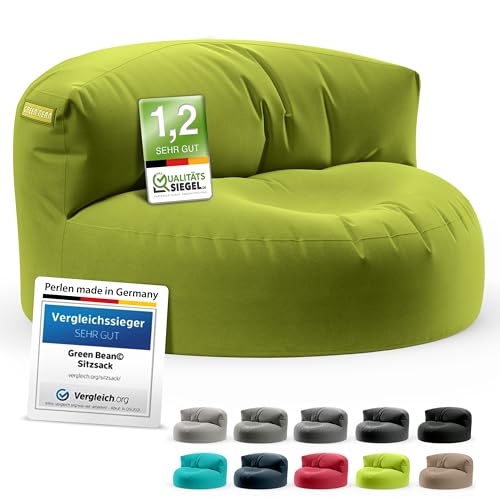 Green Bean Sitzsack Sofa mit Füllmaterial - Lounge im Sitzsack-Design 90x50cm mit ergonomischer Rückenlehne & waschbarem Bezug - Indoor und Outdoor geeignet in Grün von Green Bean
