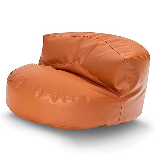 Green Bean© Sitzsack Sofa aus Kunstleder mit EPS Perlen Füllung - Lounge im Sitzsack-Design 90 x 50 cm mit ergonomischer Rückenlehne - Cognac von Green Bean