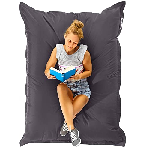 Green Bean Sitzsack XXL 140x180cm 380 Liter Kinder & Erwachsene Bean Bag EPS Perlen Füllung Riesensitzsack Groß Draußen Outdoor Liegekissen Waschbar Wetterfest Lounge Sitzkissen Bodenkissen Grau von Green Bean