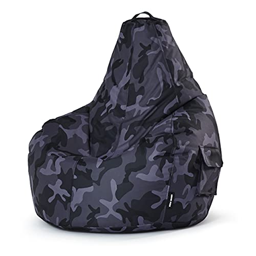 Green Bean Sitzsack mit Rückenlehne 80x70x90cm - Gaming Chair mit 230L Füllung Kuschelig Weich Waschbar - Bean Bag Bodenkissen Lounge Chair Sitzhocker Relax-Sessel Gamer Gamingstuhl Camouflage von Green Bean