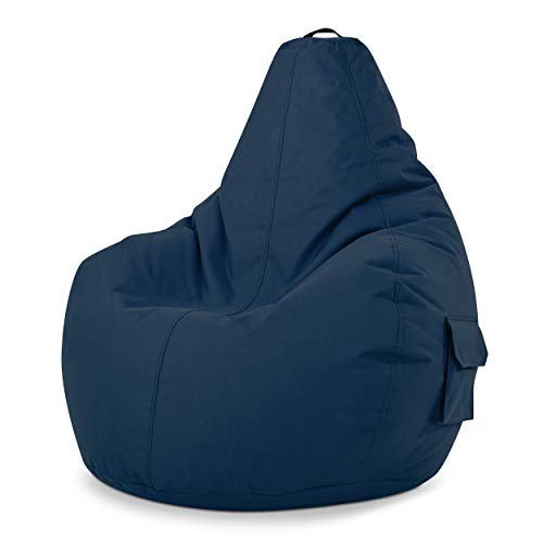 Green Bean Sitzsack mit Rückenlehne 80x70x90cm - Gaming Chair mit 230L Füllung Kuschelig Weich Waschbar - Bean Bag Bodenkissen Lounge Chair Sitzhocker Relax-Sessel Gamer Gamingstuhl Dunkelblau von Green Bean