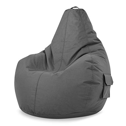 Green Bean Sitzsack mit Rückenlehne 80x70x90cm - Gaming Chair mit 230L Füllung Kuschelig Weich Waschbar - Bean Bag Bodenkissen Lounge Chair Sitzhocker Relax-Sessel Gamer Gamingstuhl Grau von Green Bean