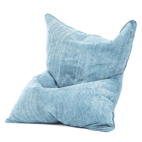 Green Bean Square XXL Indoor Bezug aus Kord 140 x 180 cm - ohne Füllung - Sitzsackhülle, Sitzsackbezug - 600D Oxford, Cord - kuschelig, weich, robust - waschbar, mit Innensack - Hellblau von Green Bean