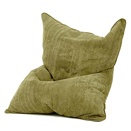 Green Bean XXL Sitzsack aus Cordstoff 370 Liter EPS-Perlen Füllung - Kuschelig Weich Robust & Waschbarem-Stoff Bodenkissen Liegekissen Sitzkissen - Grün von Green Bean