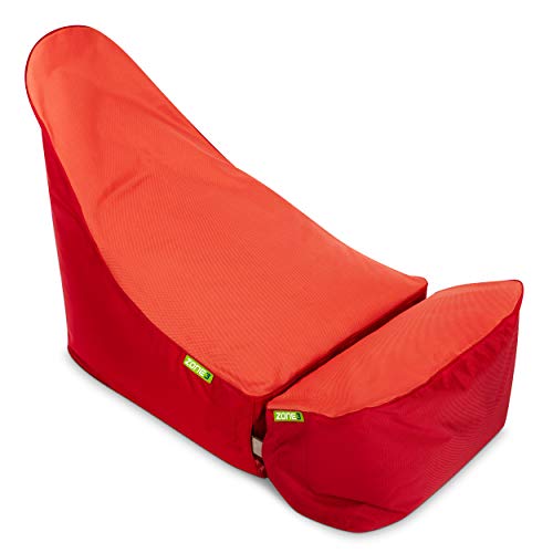Green Bean© Zone3 2er Set - Gaming Sitzsack mit Add-On Hocker - 120x55x75 cm - 150L Füllung - wasserabweisend, schmutzabweisend, waschbar - Gamingstuhl Sitzkissen für Kinder & Erwachsene - Rot von Green Bean