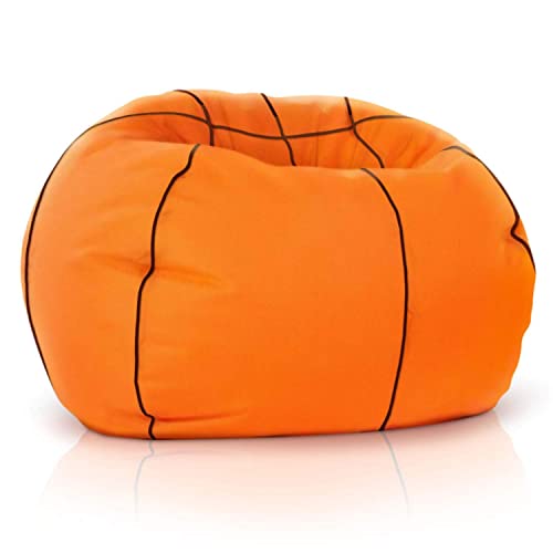 Green Bean© Basketball-Sitzsack fertig befüllt 250L EPS Perlen - Kinder & Erwachsene 90cm Bean Bag Riesensitzsack Liegekissen Lounge Chair Sitzkissen Waschbarer Bezug Gaming Sessel Orange von Green Bean