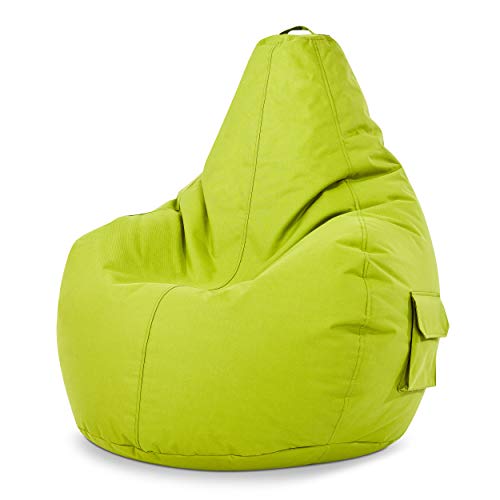 Green Bean Sitzsack mit Rückenlehne 80x70x90cm - Gaming Chair mit 230L Füllung Kuschelig Weich Waschbar - Bean Bag Bodenkissen Lounge Chair Sitzhocker Relax-Sessel Gamer Gamingstuhl Hellgrün von Green Bean
