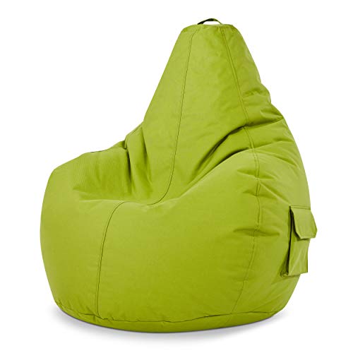 Green Bean© Sitzsack mit Rückenlehne 80x70x90cm - Gaming Chair mit 230L Füllung Kuschelig Weich Waschbar - Bean Bag Bodenkissen Lounge Chair Sitzhocker Relax-Sessel Gamer Gamingstuhl Grün von Green Bean