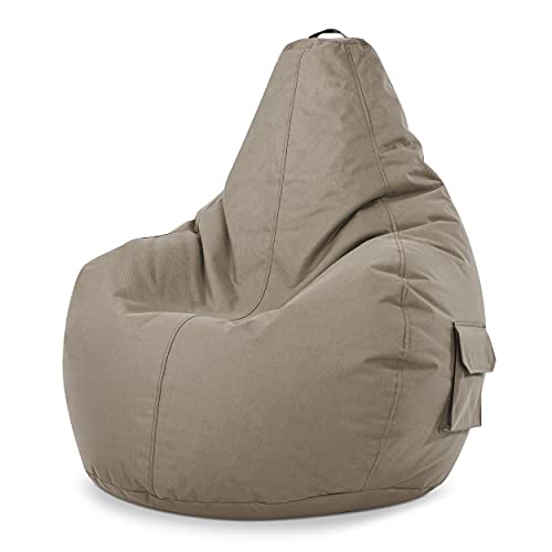 Green Bean© Sitzsack mit Rückenlehne 80x70x90cm - Gaming Chair mit 230L Füllung Kuschelig Weich Waschbar - Bean Bag Bodenkissen Lounge Chair Sitzhocker Relax-Sessel Gamer Gamingstuhl Khaki von Green Bean