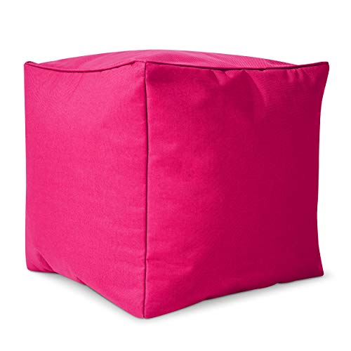 Green Bean© Sitzsack-Hocker 40x40x40cm mit EPS-Perlen Füllung - Fußhocker Fußkissen Sitz-Pouf für Sitzsäcke - Bodenkissen für Kinder und Erwachsene - Fußablage Sitzkissen Sitzhocker Pink von Green Bean