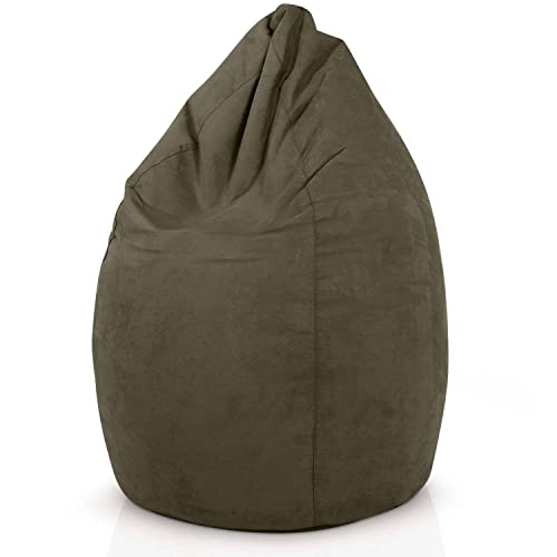 Green Bean Sitzsack mit Rückenlehne 60x60x90cm - Indoor Sitzkissen 220L Füllung Kuschelig Waschbar - Bean Bag Bodenkissen Lounge Chair Sitzhocker - Khaki von Green Bean