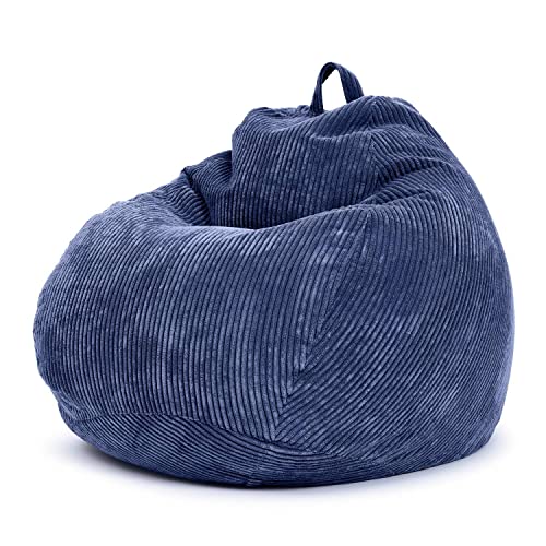 Green Bean® Indoor Sitzsack 90x110cm EPS-Perlen Füllung & Cordstoff Kuschelig Weich Waschbar - Drinnen Bodenkissen Liegekissen Sitzkissen Sitzhocker Relax-Sessel Kinder Erwachsene Stoff Dunkelblau von Green Bean