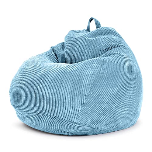 Green Bean® Indoor Sitzsack 90x110cm EPS-Perlen Füllung & Cordstoff Kuschelig Weich Waschbar - Drinnen Bodenkissen Liegekissen Sitzkissen Sitzhocker Relax-Sessel Kinder Erwachsene Stoff Hellblau von Green Bean