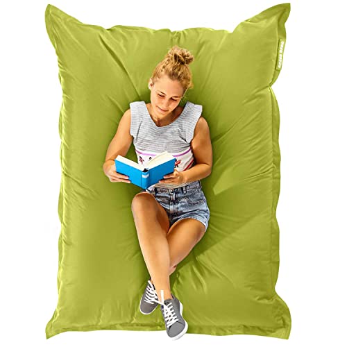 Green Bean Sitzsack 120x160cm 270 Liter Kinder & Erwachsene Bean Bag EPS Perlen Füllung Riesensitzsack Groß Draußen Outdoor Liegekissen Waschbar Wetterfest Lounge Chair Sitzkissen Bodenkissen Grün von Green Bean