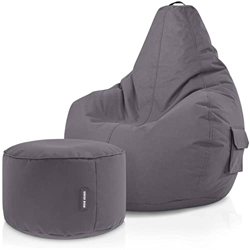 Green Bean 2er Set Sitzsack + Hocker - fertig befüllt - robust waschbar schmutzabweisend - Kinder & Erwachsene Bean Bag Bodenkissen Lounge Sitzhocker Relax-Sessel Gamer Gamingstuhl Pouf - Anthrazit Green Bean 2er Set Sitzsack + Hocker - fertig befüllt - robust waschbar schmutzabweisend - Kinder & Erwachsene Bean Bag Bodenkissen Lounge Sitzhocker Relax-Sessel Gamer Gamingstuhl Pouf - Anthrazit von Green Bean