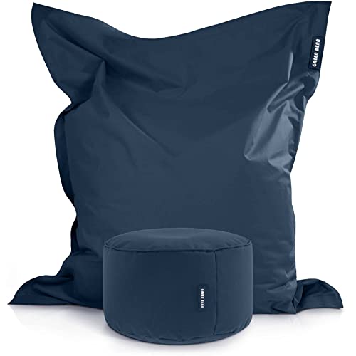Green Bean 2er Set XXL Sitzsack inkl. Pouf fertig befüllt mit EPS-Perlen - Riesensitzsack 140x180 Liege-Kissen Bean-Bag Chair Loung Bodenkissen von Green Bean