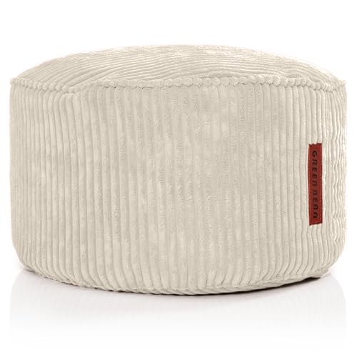Green Bean Indoor Sitzhocker Pouf 45x25cm EPS-Perlen Füllung & Cordstoff Kuschelig Weich Waschbar - Drinnen Bodenkissen Liegekissen Sitzkissen Sitzhocker Relax-Sessel Kinder Erwachsene Stoff Beige von Green Bean