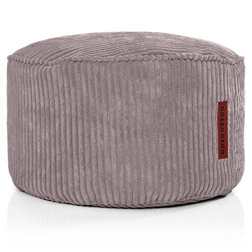 Green Bean Indoor Sitzhocker Pouf 45x25cm EPS-Perlen Füllung & Cordstoff Kuschelig Weich Waschbar - Drinnen Bodenkissen Liegekissen Sitzkissen Sitzhocker Relax-Sessel Kinder Erwachsene Stoff Grau von Green Bean