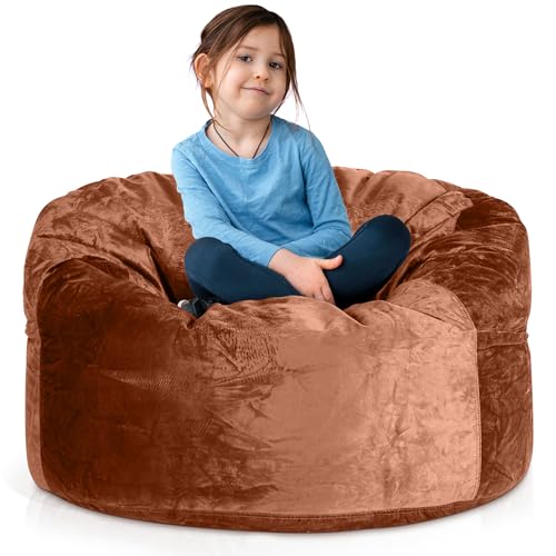 Green Bean Jumbo Max Riesensitzsack mit Memory-Schaum Flockenfüllung – Sitzsack XXL aus flauschigem Velours in 3ft (105x65cm) Braun – Indoor Lounge-Sitzsack waschbar & gemütlich von Green Bean