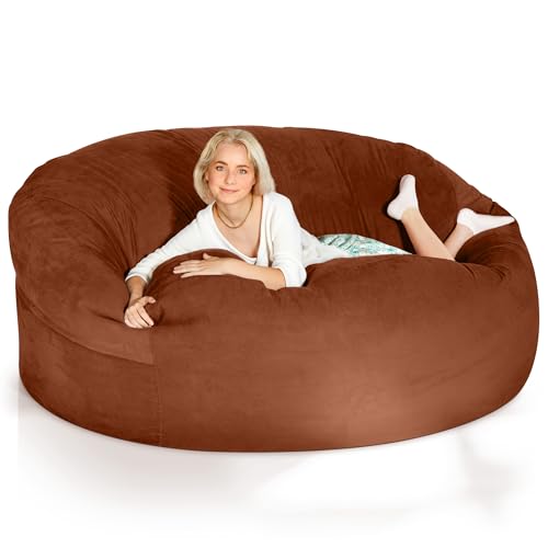 Green Bean Jumbo Max Riesensitzsack mit Memory-Schaum Flockenfüllung – Sitzsack XXL aus flauschigem Velours in 6ft (180x120cm) Braun – Indoor Lounge-Sitzsack waschbar & gemütlich von Green Bean