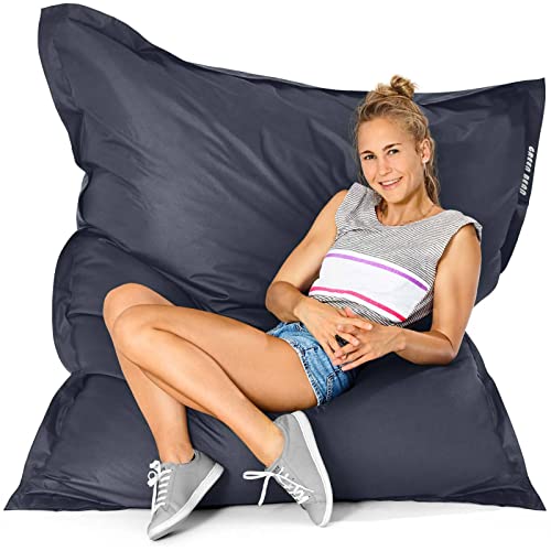 Green Bean Outdoor Sitzsack XXL 140x180cm 380 Liter Kinder & Erwachsene Bean Bag EPS Perlen Füllung Riesensitzsack Groß Liegekissen Waschbar Wetterfest Lounge Chair Sitzkissen Bodenkissen Stahlgrau von Green Bean