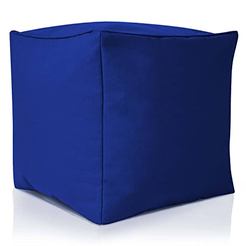 Green Bean Outdor Pouf-Hocker 40x40x40cm mit EPS-Perlen Füllung - Erweiterung & Addon für Sitzsäcke: Fußhocker Fußkissen - Bodenkissen Kinder & Erwachsene - Fußablage Sitzkissen Blau von Green Bean
