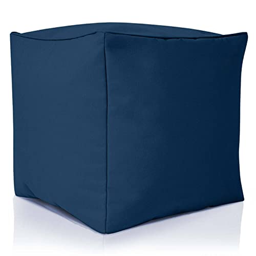 Green Bean Outdor Pouf-Hocker 40x40x40cm mit EPS-Perlen Füllung - Erweiterung & Addon für Sitzsäcke: Fußhocker Fußkissen - Bodenkissen Kinder & Erwachsene - Fußablage Sitzkissen Dunkelblau von Green Bean