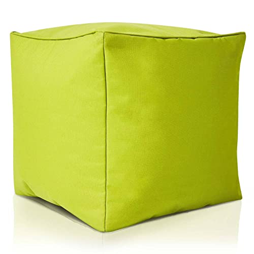 Green Bean Outdor Pouf-Hocker 40x40x40cm mit EPS-Perlen Füllung - Erweiterung & Addon für Sitzsäcke: Fußhocker Fußkissen - Bodenkissen Kinder & Erwachsene - Fußablage Sitzkissen Hellgrün von Green Bean