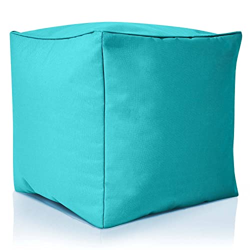 Green Bean Outdor Pouf-Hocker 40x40x40cm mit EPS-Perlen Füllung - Erweiterung & Addon für Sitzsäcke: Fußhocker Fußkissen - Bodenkissen Kinder & Erwachsene - Fußablage Sitzkissen Türkis von Green Bean