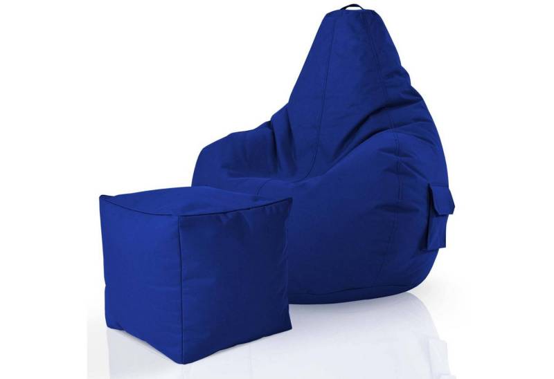 Green Bean Sitzsack Cozy+Cube (2er Set Sitzsack + Hocker - fertig befüllt - robust waschbar schmutzabweisend -, Kinder & Erwachsene Bean Bag Bodenkissen), Lounge Sitzhocker Relax-Sessel Gamer Gamingstuhl Pouf von Green Bean