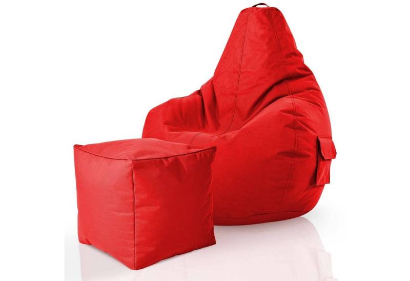 Green Bean Sitzsack Cozy+Cube (2er Set Sitzsack + Hocker - fertig befüllt - robust waschbar schmutzabweisend -, Kinder & Erwachsene Bean Bag Bodenkissen), Lounge Sitzhocker Relax-Sessel Gamer Gamingstuhl Pouf von Green Bean