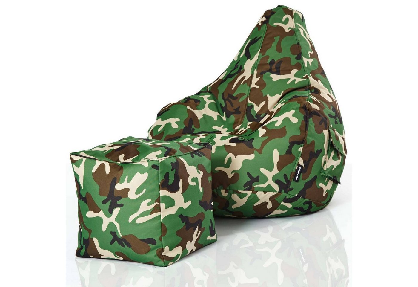 Green Bean Sitzsack Cozy+Cube (2er Set Sitzsack + Hocker - fertig befüllt - robust waschbar schmutzabweisend -, Kinder & Erwachsene Bean Bag Bodenkissen), Lounge Sitzhocker Relax-Sessel Gamer Gamingstuhl Pouf von Green Bean