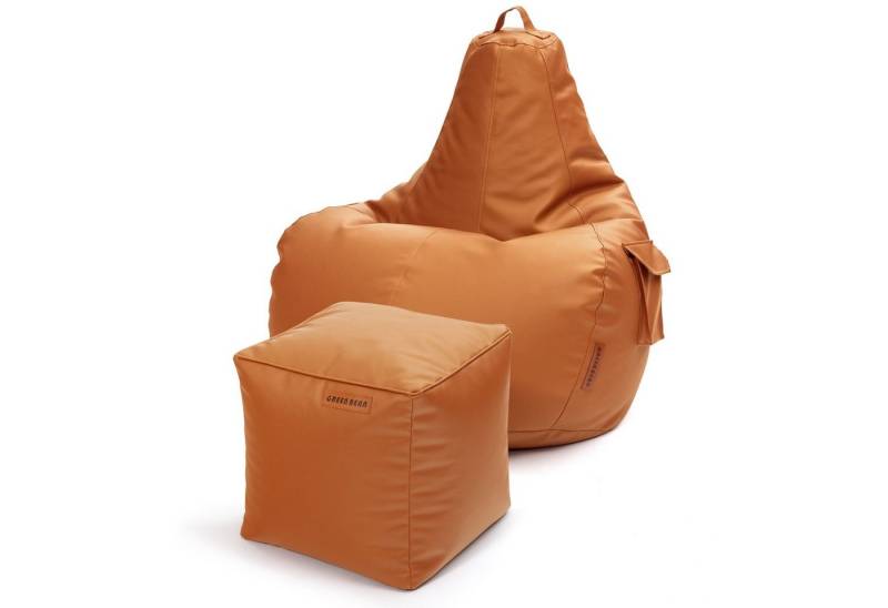 Green Bean Sitzsack Gaming mit Rückenlehne inkl. passenden Pouf (aus Kunstleder, Indoor und Outdoor geeignet), Couch Kissen Riesensitzsack Lounge Chair Hocker Bean Bag Kissen von Green Bean