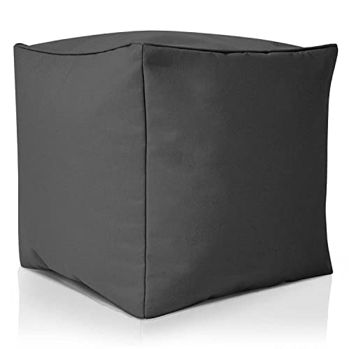 Green Bean Sitzsack-Hocker 40x40x40cm mit EPS-Perlen Füllung - Fußhocker Fußkissen Sitz-Pouf für Sitzsäcke - Bodenkissen für Kinder und Erwachsene - Fußablage Sitzkissen Sitzhocker Anthrazit von Green Bean
