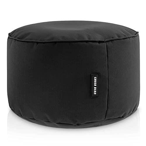 Green Bean Sitzsack-Hocker 45x25cm mit EPS-Perlen Füllung - Fußhocker Fußkissen Sitz-Pouf für Sitzsäcke - Bodenkissen für Kinder und Erwachsene - Fußablage Sitzkissen Sitzhocker Schwarz von Green Bean