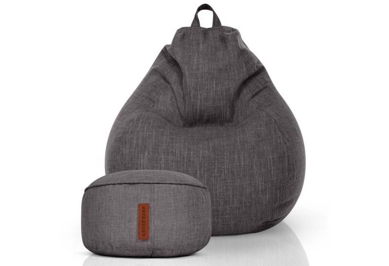 Green Bean Sitzsack Home-Linen (2er Set Indoor Sitzsack (80 x 90 x 50 cm) + Sitzpouf (25 x 45 cm) mit EPS-Perlen Füllung -, Fußhocker Fußkissen Sitz-pouf Bodenkissen Liegekissen), Sitzkissen Lounge Chair Sitzhocker Relax-Sessel Bean Bag von Green Bean