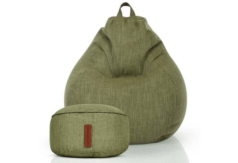 Green Bean Sitzsack Home-Linen (2er Set Indoor Sitzsack (80 x 90 x 50 cm) + Sitzpouf (25 x 45 cm) mit EPS-Perlen Füllung -, Fußhocker Fußkissen Sitz-pouf Bodenkissen Liegekissen), Sitzkissen Lounge Chair Sitzhocker Relax-Sessel Bean Bag von Green Bean