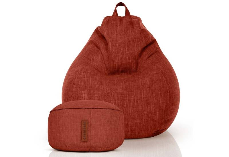 Green Bean Sitzsack Home-Linen (2er Set Indoor Sitzsack (80 x 90 x 50 cm) + Sitzpouf (25 x 45 cm) mit EPS-Perlen Füllung -, Fußhocker Fußkissen Sitz-pouf Bodenkissen Liegekissen), Sitzkissen Lounge Chair Sitzhocker Relax-Sessel Bean Bag von Green Bean