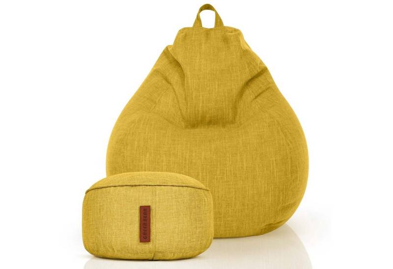 Green Bean Sitzsack Home-Linen (Indoor Riesensitzsack und Pouf mit EPS-Perlen Füllung, Kuschelig Weich Waschbar), Drinnen Stoff Bodenkissen Liegekissen Sitzkissen Lounge von Green Bean