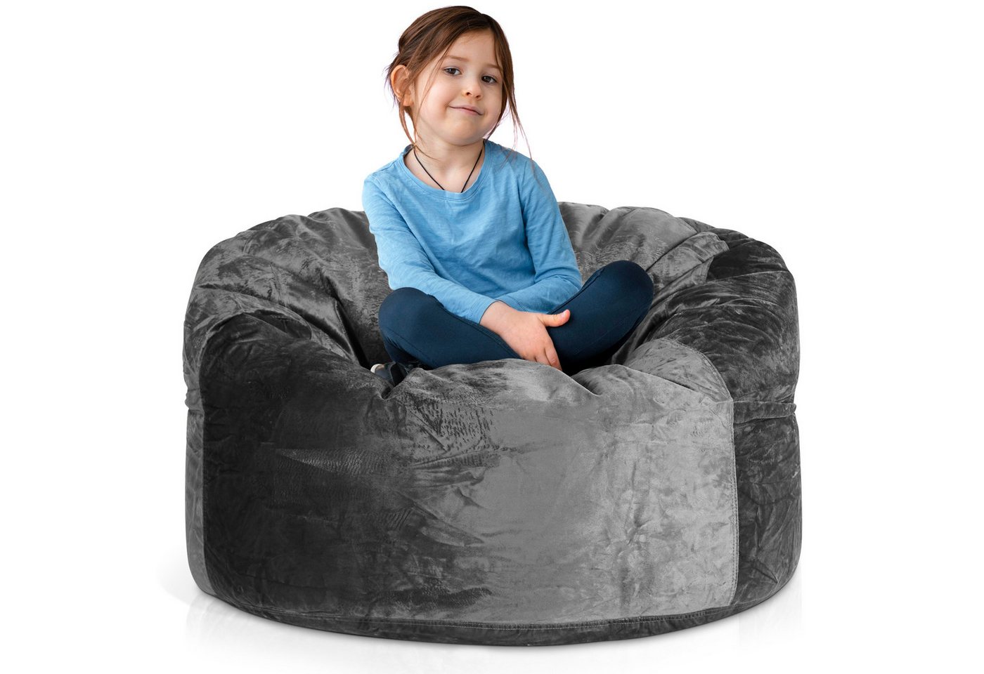 Green Bean Sitzsack Riesen-Sitzsack Jumbo XXL Velours (Riesensitzsack mit Memory-Schaum Flockenfüllung, 1 St., Made in Germany - in 5 Größen (3ft - 7ft), Hülle abnehmbar mit Reißerschluss von Green Bean