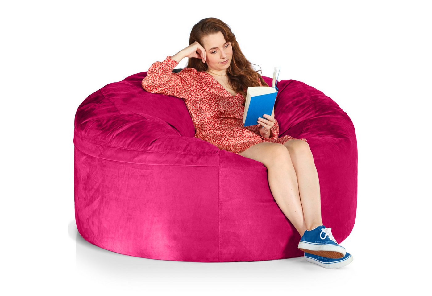 Green Bean Sitzsack Riesen-Sitzsack Jumbo XXL Velours (Riesensitzsack mit Memory-Schaum Flockenfüllung, Made in Germany - in 5 Größen (3ft - 7ft), Hülle abnehmbar mit Reißerschluss von Green Bean