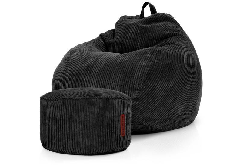 Green Bean Sitzsack Scoop + Pouf Cord, Indoor Sitzkissen mit Sitzhocker, Relax Sessel von Green Bean