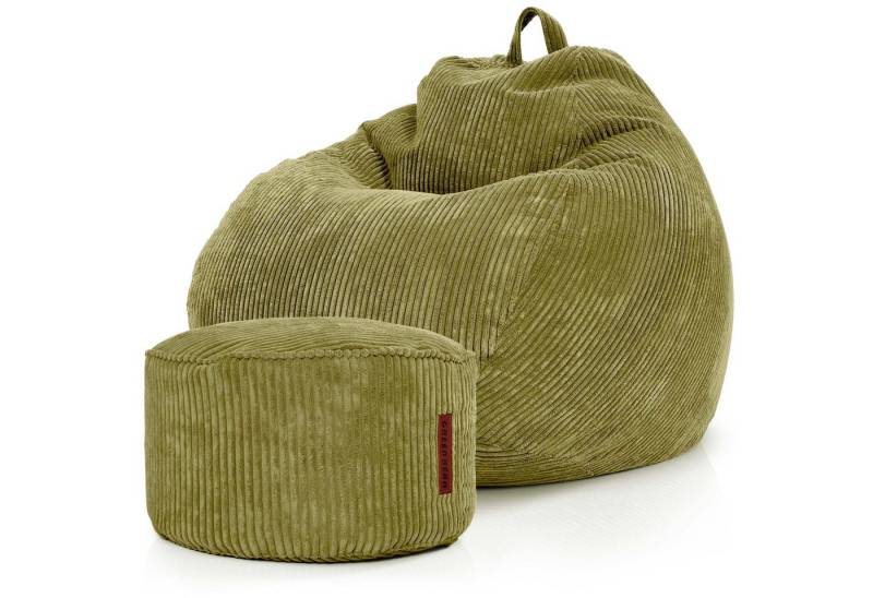 Green Bean Sitzsack Scoop + Pouf Cord, Indoor Sitzkissen mit Sitzhocker, Relax Sessel von Green Bean